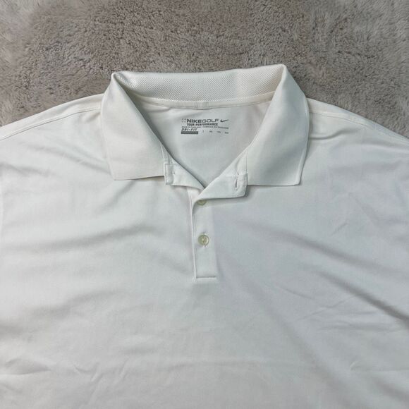 Nike Golf Dri-FIT Polo Shirt Mens XXL White Athletic Swoosh Tour Performance - Picture 2 of 8